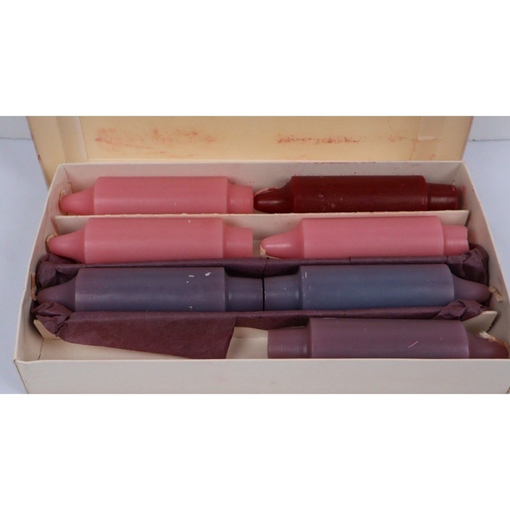 VTG Colonial Candles Cape Cod (7) Peg Bottom 5" Candles Purple Pink Cranberry